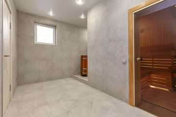 sauna with a beautiful interior