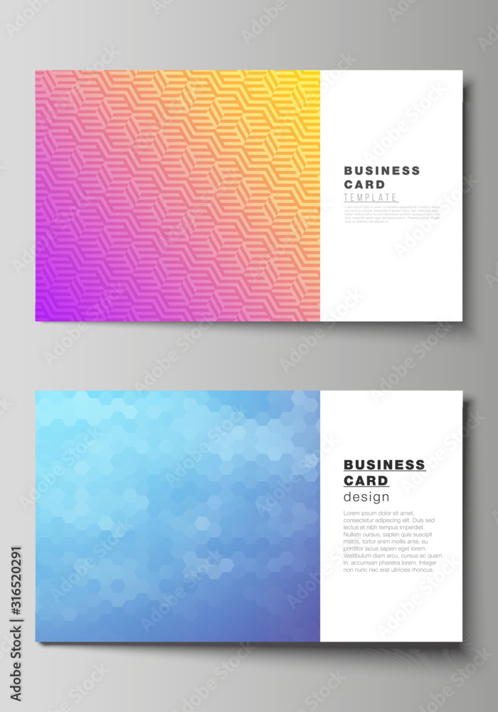 Poster the minimalistic abstract vector illustration of the editable layout of two creative business cards 