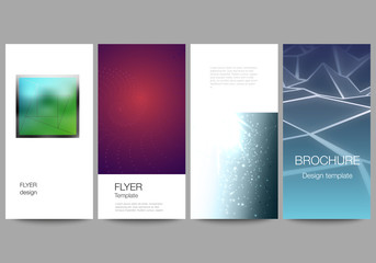 The minimalistic vector illustration of the editable layout of flyer, banner design templates. 3d polygonal geometric modern design abstract background. Science or technology vector illustration.