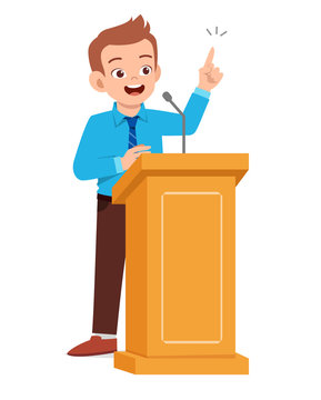 young man give good speech on podium