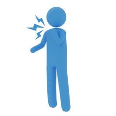 喉の痛み青いピクトグラム３DCG画像