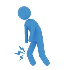 膝の痛み青いピクトグラム３DCG画像