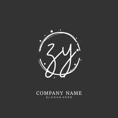 Handwritten initial letter Z Y ZY for identity and logo. Vector logo template with handwriting and signature style.