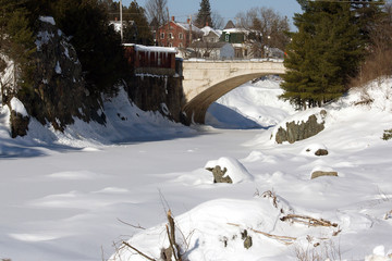 Bridge of lights in the winter in Vermont