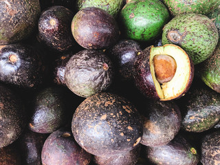 Avocado in the Thai market, flash avocado, Avocado in the market. Avocado background.