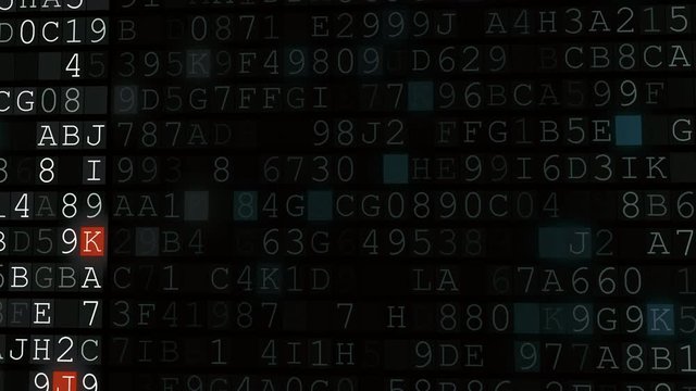 3d rendering of Computer screen with cryptographic security binary code with scanning lights