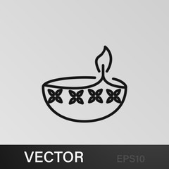 Diwali lamp icon on white background. Diwali Hindu festival elements for graphic and web design on white background on white background