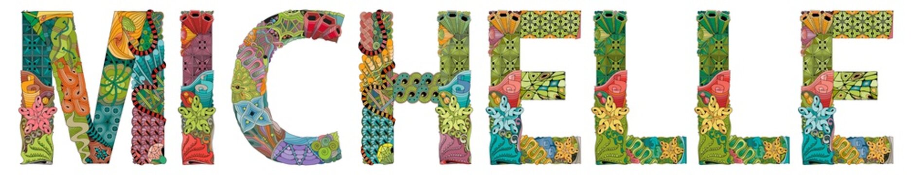 Female name Michelle. Vector decorative zentangle object