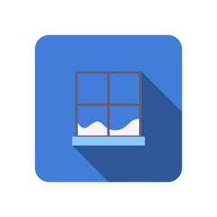 flat icon window winter with long shadow vector illustration