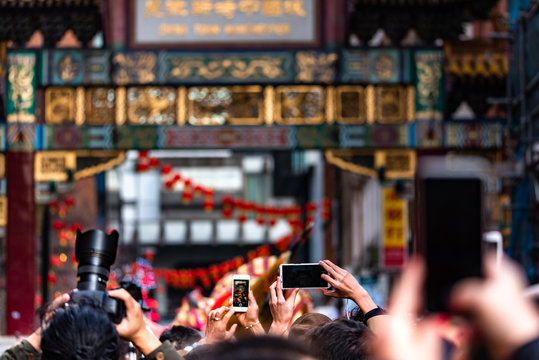 Festival Crowd Chinese New Year Festival China Gate Uk Manchester Family Fun Celebration