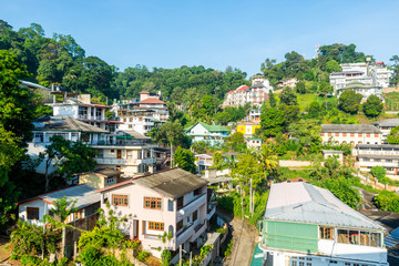 Beautiful builings on the green hills in the downtown, nex to the Kandy Lake or Kiri Muhuda or the...
