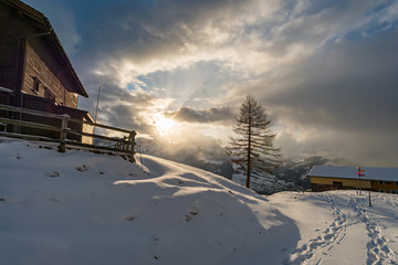 Wonderful winter hike from Restaurant Eggli over the Forstseeli and Diepoldsauer sponge to the Fähnerenspitz in the Appenzeller Land in Switzerland