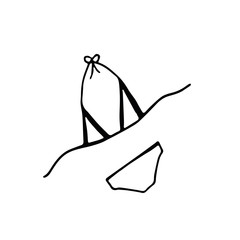 bikini swimsuit hand drawn doodle style. summer, swim, pool, sea, sunbathing, clothes.