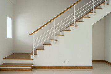 interior view of with  wooden stairs elevation in house. 