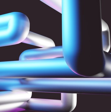 3D generated pipe colored concept for abstract background