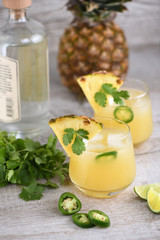 Tequila with pineapple and jalapeno