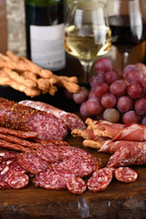 Meat appetizer under the wine