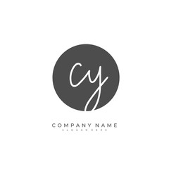 Handwritten initial letter C Y CY for identity and logo. Vector logo template with handwriting and signature style.