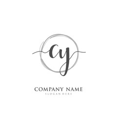 Handwritten initial letter C Y CY for identity and logo. Vector logo template with handwriting and signature style.
