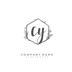 Handwritten initial letter C Y CY for identity and logo. Vector logo template with handwriting and signature style.