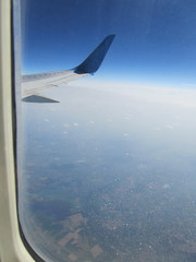 View from a window of the plane during flight