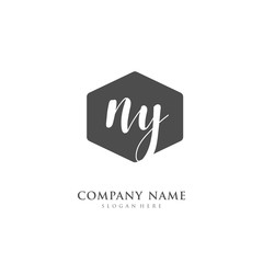 Handwritten initial letter N Y NY for identity and logo. Vector logo template with handwriting and signature style.