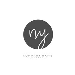 Handwritten initial letter N Y NY for identity and logo. Vector logo template with handwriting and signature style.