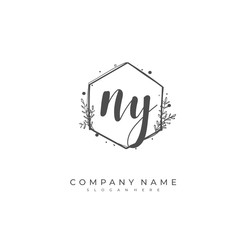Handwritten initial letter N Y NY for identity and logo. Vector logo template with handwriting and signature style.