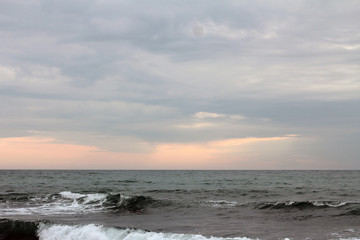 Fototapeta na wymiar The seascape.The promenade winter sea, Crimea.