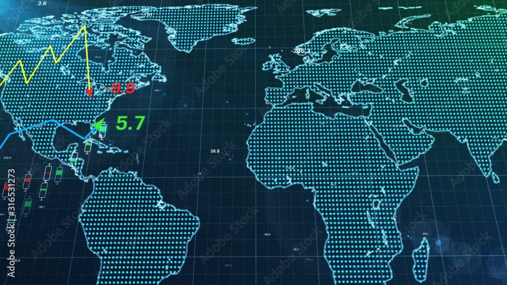 Poster abstract motion animation of stock market and exchange of world. candle stick graph chart of stock m