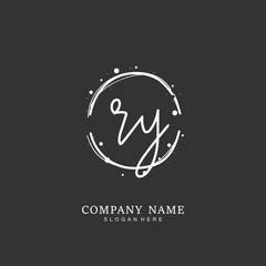 Handwritten initial letter R Y RY for identity and logo. Vector logo template with handwriting and signature style.