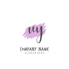 Handwritten initial letter U Y UY for identity and logo. Vector logo template with handwriting and signature style.