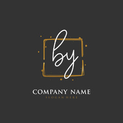 Handwritten initial letter B Y BY for identity and logo. Vector logo template with handwriting and signature style.