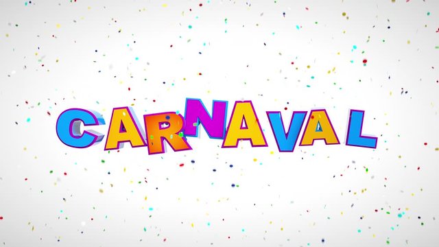 Carnaval logo with confetti animation on white