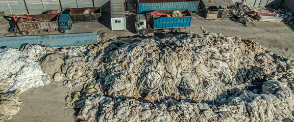 Above view of Mountains of plastic waste from the greenhouses in Andalusia