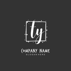 Handwritten initial letter T Y TY for identity and logo. Vector logo template with handwriting and signature style.
