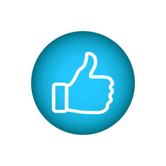 3d vector thumbs up round blue cartoon bubble emoticon for social media chat, comment reactions, icon template like emoji character message