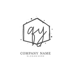 Handwritten initial letter Q Y QY for identity and logo. Vector logo template with handwriting and signature style.