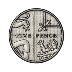 English five pence from 2014