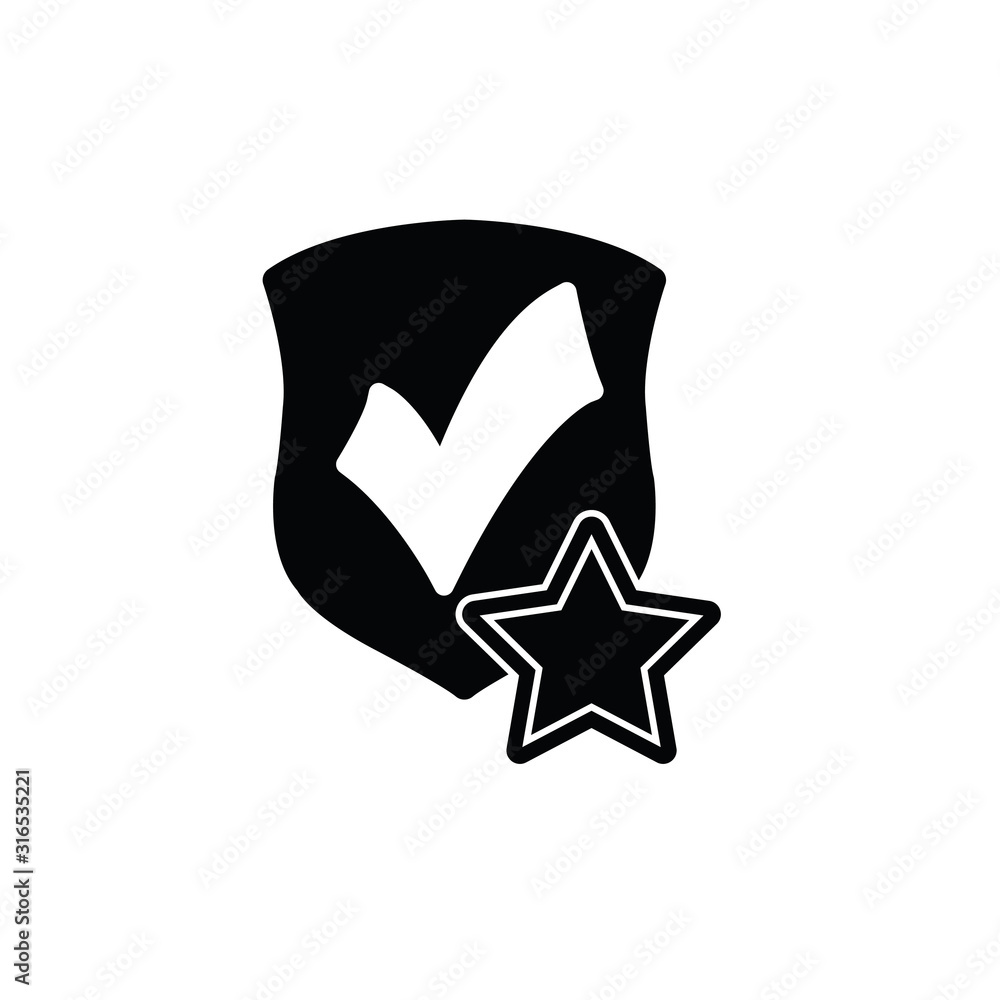 Poster protect icon. secure . shield with star and check mark icon sign vector