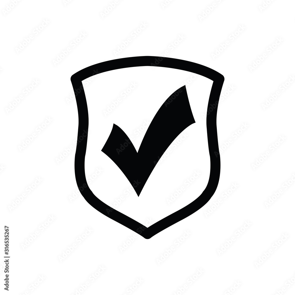 Poster protect icon. secure line style. shield icon