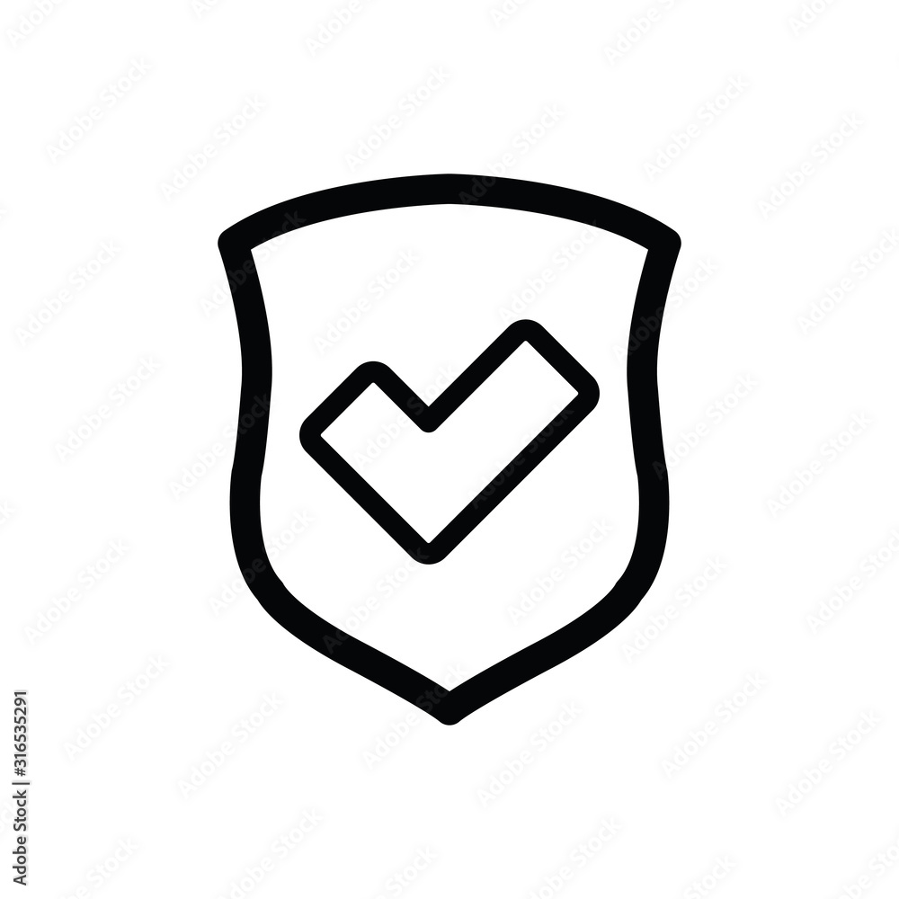 Poster protect icon. secure line style. shield icon