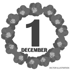 December 1 icon. For planning important day. Banner for holidays and special days. December first icon. Vector Illustration.