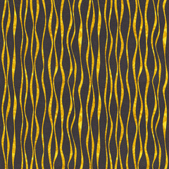 Decorative wavy pattern - Black and Gold seamless background - Use as wallpaper or wrapping paper