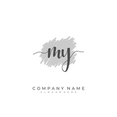 Handwritten initial letter M Y MY for identity and logo. Vector logo template with handwriting and signature style.