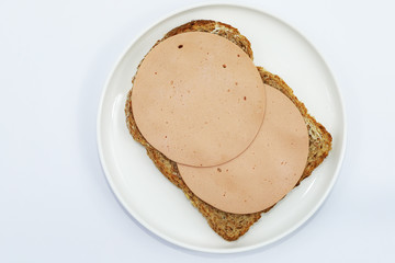 Vegetarian sandwich meat. Plant based meat concept.