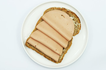 Vegetarian sandwich meat. Plant based meat concept.