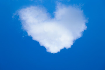 Cloudy shape heart beautiful and romance on the blue sky background, on February Valentine's day