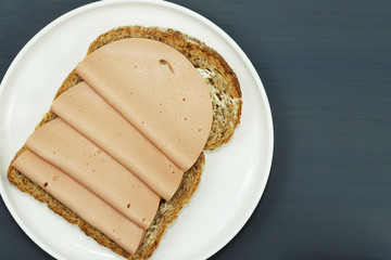 Vegetarian sandwich meat. Plant based meat concept.