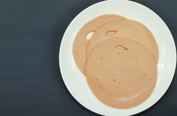 Vegetarian sandwich meat. Plant based meat concept.